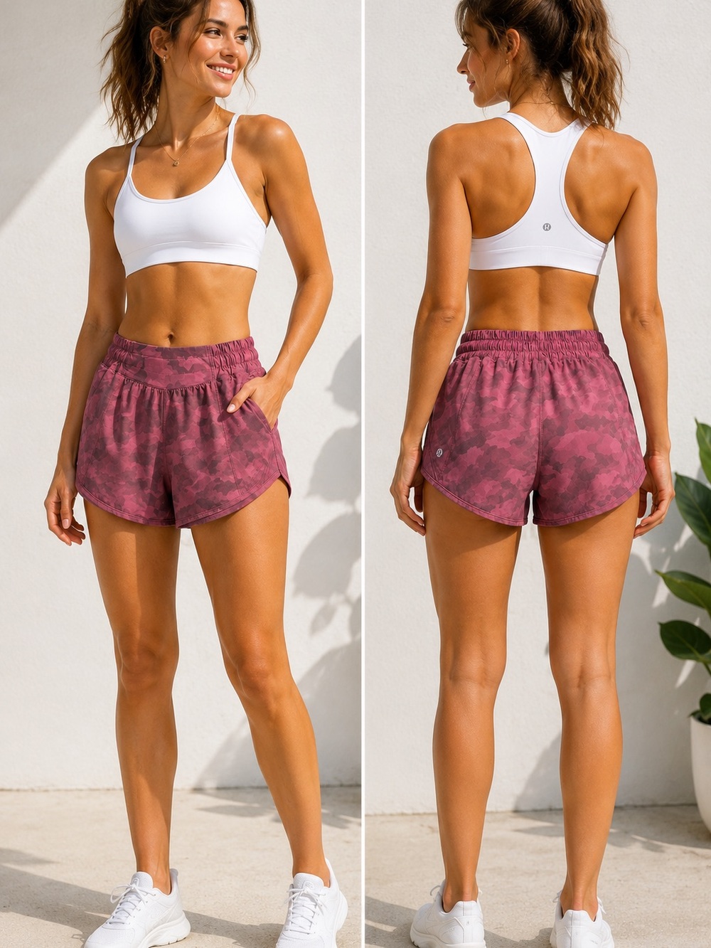 Lululemon Hotty Hot High-Rise Running Shorts Pink Camo Size 2 Tall